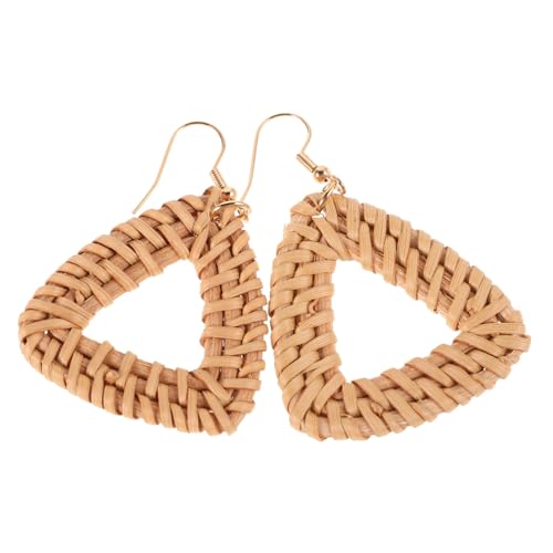 Veemoon 1 Paar Handgefertigte Rattan -Ohrringe handgefertigte Webenohrringe Handgefertigte Boho-Ohrringe Statement-Ohrring Ethnische Strohohrringe Frauenohrringe trendy von Veemoon
