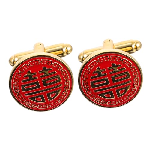 Veemoon 1 Paar Herren Cufflinks Kupfer im Chinesischen Goldene Manschettenknöpfe für Hochzeiten Partys Besondere Anlässe Elegantes Design für Bräutigame Trauzeugen von Veemoon