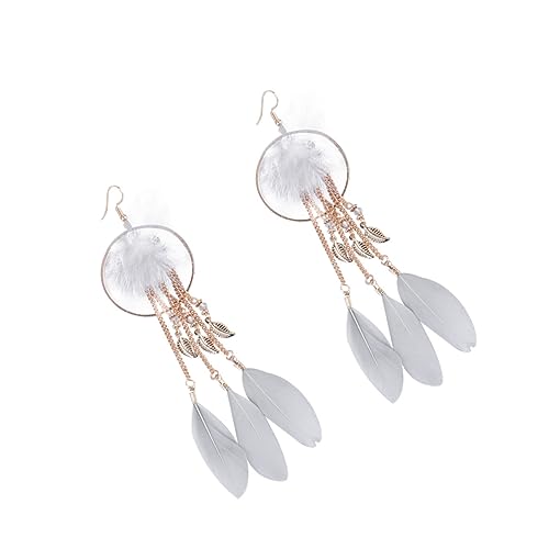 Veemoon 1 Paar Retro Quasten Ohrringe Damen Längliche Eardrop mit Blattdesign Legierung Umweltfreundlichem Material Partys von Veemoon