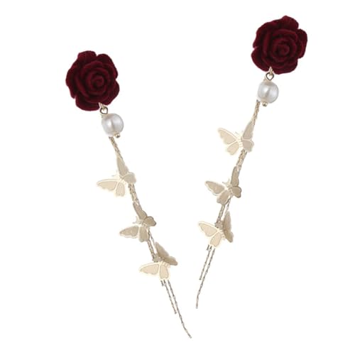 Veemoon 1 Paar Retro rote Blumenohrringe Ohrhänger mit Schmetterlingsquasten Ohrhänger mit Schmetterlings-Quasten Dangle Ohrringe Ohr baumeln Mädchen Ohrringe Legierung Veemoon 1 Paar Retro rote Blumenohrringe Ohrhänger mit Schmetterlingsquasten Ohrhänger mit Schmetterlings-Quasten Dangle Ohrringe Ohr baumeln Mädchen Ohrringe Legierung von Veemoon