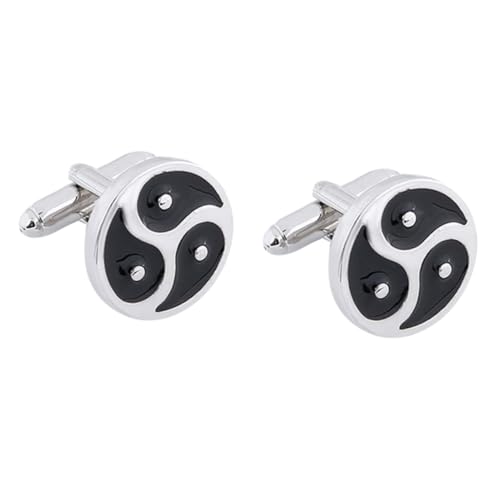 Veemoon 1 Paar Tai Chi Manschettenknöpfe für Herren Shirt Ärmelhalter Yin Design Oberfläche für Formelle Anlässe Business Events von Veemoon