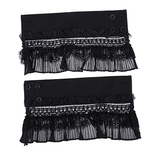 Veemoon 1 Paar falscher Ärmel Fake Ärmel Armstulpen für Spitze dekorative gefälschte Ärmel Stoffspitze gekräuselte falsche manschette gefälschte Manschette für Frau Black von Veemoon