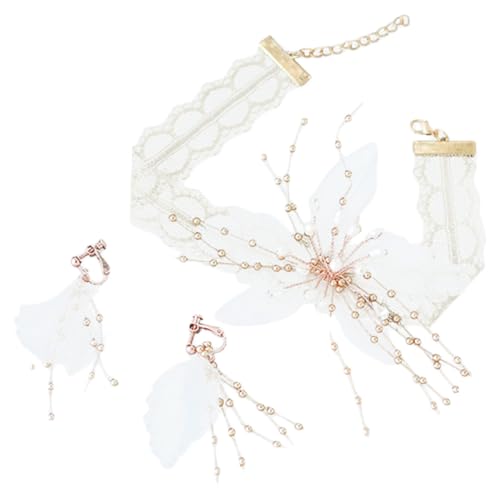 Veemoon 1 Satz Blumenkette Ohrring -Set Halskette Dame Ohrschmuck Ohrhänger für -Ohrring Perlenanhänger Weiß Veemoon 1 Satz Blumenkette Ohrring -Set Halskette Dame Ohrschmuck Ohrhänger für -Ohrring Perlenanhänger Weiß von Veemoon