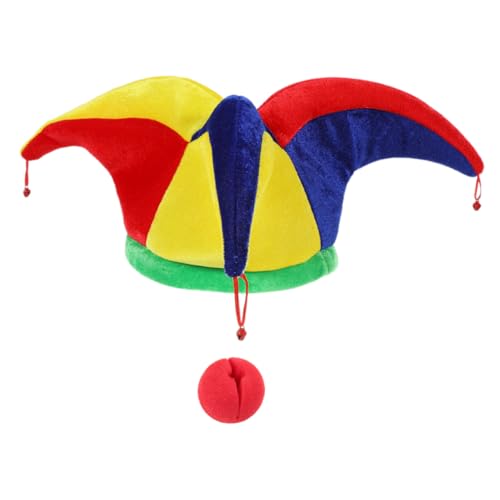 Veemoon Clown Hut Mit Glöckchen Lustige Kostüm-utensilien Für Karneval Fasching Und Partys Inklusive Clownsnase Für Auftritte Und Veranstaltungen von Veemoon