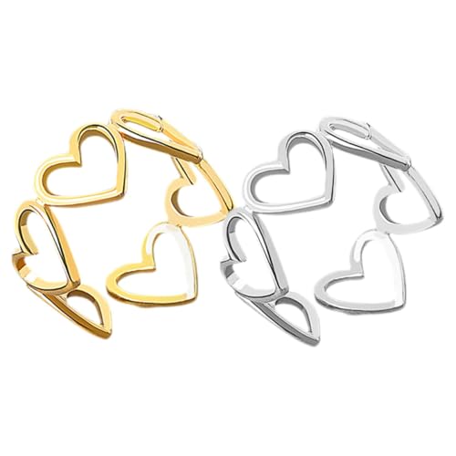 Veemoon 1 Satz Herz Ringe Offene Ringe Für Damen Minimalistische Design Hochwertige Mode Schmuck Für Persönlichen Gebrauch Platin Goldfarben 2 Stück von Veemoon
