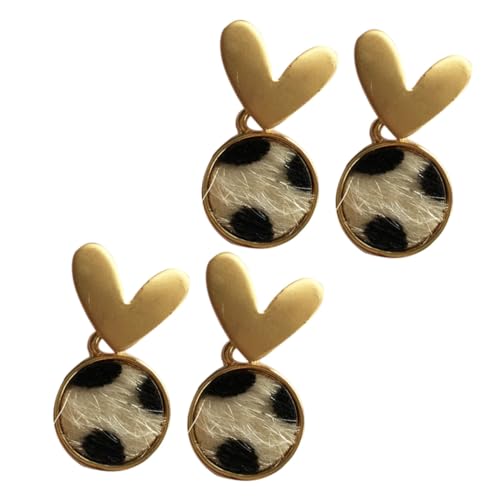 Veemoon Herzförmige Silberohrringe mit Kuhmuster 2 Paar Ohrringe für Frauen Damenohrringe für Besondere Anlässe und Alltag Angenehm zu Tragen von Veemoon