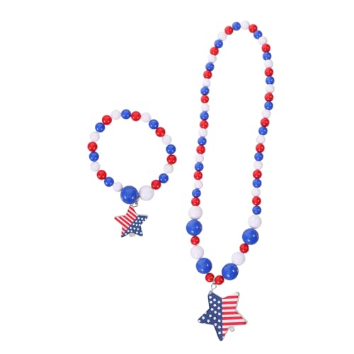 Veemoon 1 Satz Hölzerner Perlenanhänger Dekorationen Zum Unabhängigkeitstag Halskettendekor Armband Aus Holzperlen Perlen-ornament-kit Halsverzierung Party-halskette von Veemoon