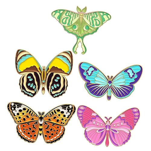 Veemoon 1 Satz Insekten Schmetterlings Anstecker Emaille Anstecker Rucksäcke Tier Anstecker Schmetterlings Schal Anstecker Insekten Anstecker Dekorativer Anstecker 5 Stück von Veemoon