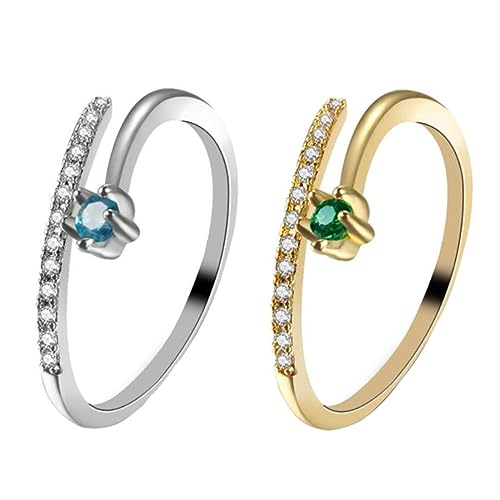 Veemoon 2stücke Offener Ring Für Paare Aus Kupfer Eleganter Ring Mit Zirkonia-einlage Zarter Fingerring Hochwertig Für Hochzeiten Und Partys Einfach Zu Tragen von Veemoon