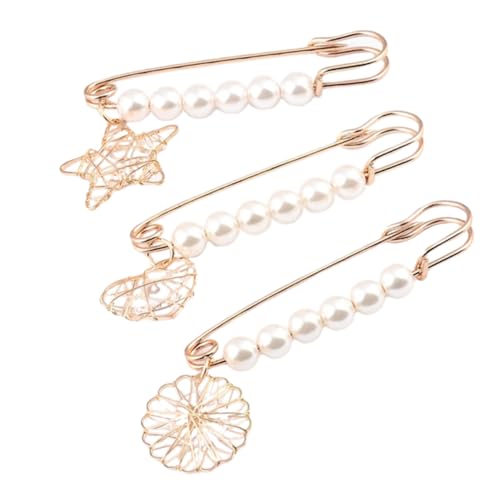Veemoon 1 Satz Perlenbrosche Für Damen Anstecknadel Kleidung Vielseitige Dekoration Perfektes Accessoire Für Jacken Taschen Hüte 3 Stück von Veemoon