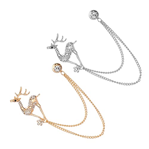 Veemoon 1 Satz Reh Broschen Mit Kette Für Kleidung Stilvolle Anstecknadeln Für Anlässe Schal Pullover Hut Dekoration 2 Stück von Veemoon