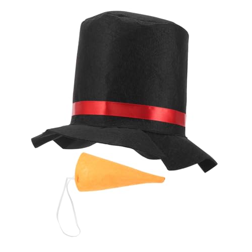 Veemoon 1 Satz Schneemann-Topper-Mütze Kappe dekorative Schneemannnase Schneemann-Kostüm weihnachts basteln weihnachtsbekleidung Schneemann Cosplay Mütze Schneemann-Cosplay-Hut Stoff Black von Veemoon
