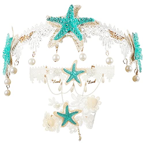 Veemoon Haarband für Mädchen Seestern Design 3 Stück Haar Hals und Handgelenk Zubehör Kreative Sommer Stirnbänder für Partys und Hochzeiten von Veemoon