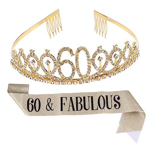 Veemoon 1 Satz Teiliges Geburtstagskrone mit Schärpe Goldene Dekoration für Geburtstagsfeiern für Mädchenpartys und Besondere Anlässe von Veemoon
