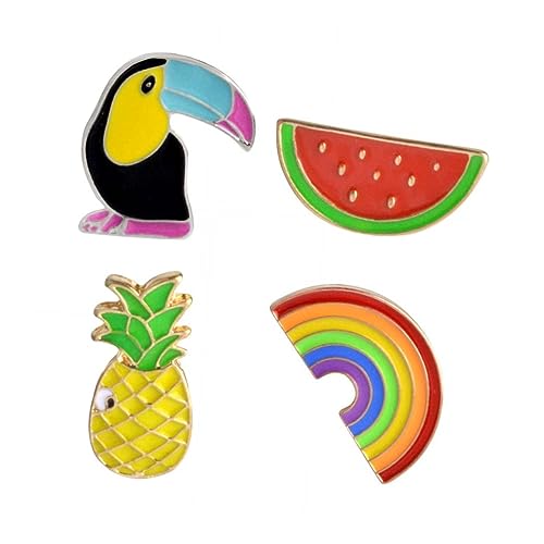 Veemoon 4stücke Regenbogen Brosche Mit Ananas Design Papagei Brustnadel Kreative Damen-mädchen Brosche Hochwertige Kleidungs-dekoration von Veemoon