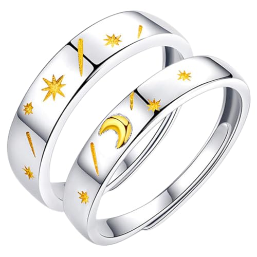 Veemoon 1 Satz Teiliges Ringe Mit Stern Verstellbare Finger Ringe Modischer Schmuck Für Verlobungsringe Oder Freundschaftsringe Für Damen Herren 2 Stück von Veemoon