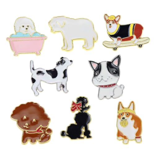 Veemoon 1 Satz Teiliges Süße Cartoon Hundebroschen Für Kleidung Stilvolle Anstecknadeln Für Kleider Taschen Schals Hüte Kreative Ansprechende Designs 8 Stück von Veemoon