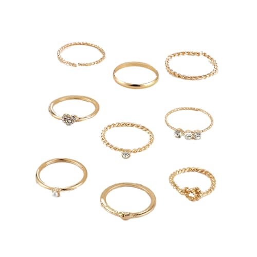 Veemoon Wellenförmige Damenringe Mit Perlen Und Strass Goldfarben Fingerringe Für Frauen Und Mädchen Party Und Alltag Schmuck von Veemoon