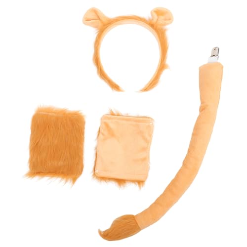 Veemoon 1satz Löwenkostüm Zubehör Tier Ohr Stirnband Löwenschwanz Und Handschuhe Für Festlichkeiten Für Mottopartys Und Feiertage Aus Weichen Materialien Für Höchsten Tragekomfort von Veemoon