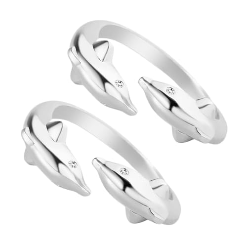 Veemoon 2stücke Doppeldelfinring Für Damen Aus Kupfer Mit Verstellbarem Offenen Design Ästhetischer Trendiger Modeschmuck Süßer Delfinring Als Modischer Fingerring Für von Veemoon