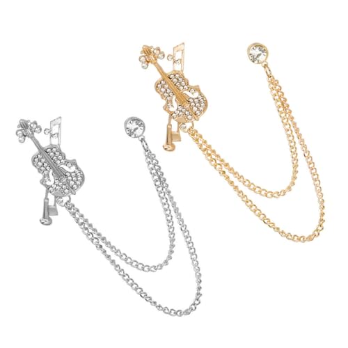 Veemoon 2stücke Geigenbrosche Damen Kleidung Revers Pin Schal Brosche Instrumenten Anstecknadel Dekoration Hut Ornament Hutanstecknadel Schalnadel Broschennadel Abzeichen Kleidungsdekor von Veemoon