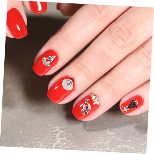 Veemoon 1 Schachtel Weihnachtliche Nagelsteine Set Fächer mit Weihnachtsmann Schneemann Rentier Glocke Schneeflocke Christbaumschmuck Nail Charms für Festliche Nail Art und DIY Designs von Veemoon