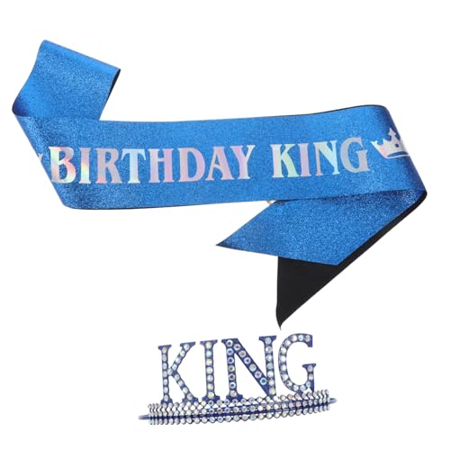 Veemoon Geburtstagsparty-dekorationen Mit Verstellbarer Königskrone Aus Metall Und Geburtstags-schärpe Für Männer Party-zubehör Für Geburtstagsfeiern von Veemoon