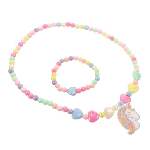 Veemoon 1 Set Kinderschmuckset Halskette Perlen Armband Für Mädchen Schmuck Für Kleine Mädchen Kinderschmuck Für Mädchen Dekoratives Armband Mädchenarmband Mädchenzubehör Acryl von Veemoon