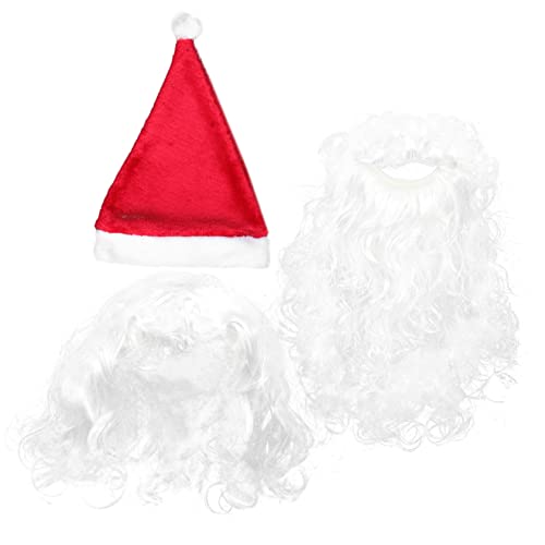 Veemoon 1 Satz Weihnachtsmann Perücke Weihnachtsmann-gesichtsmaske Weihnachts-cosplay-perücken-bart-set Realistischer Falscher Schnurrbart Lustige Perücke Polyester Locken Geschenk Ältere von Veemoon