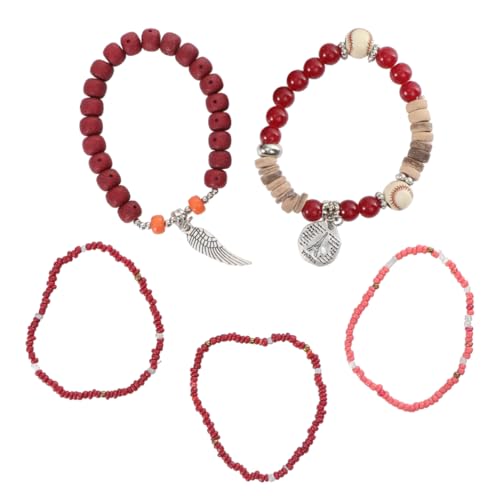 Veemoon Rotes Armband Für Damen Böhmisches Modearmband Mehrschichtige Elastische Perlen-schnur Handgefertigt Langlebig Und Elegant von Veemoon