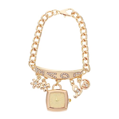 Veemoon 1stück Damen Armbanduhr Mit Diamantdekoration Elegante Und Modische Armbanduhr Für Frauen Für Freizeit Und Besondere Anlässe Aus Hochwertigem Edelstahl Goldfarben von Veemoon