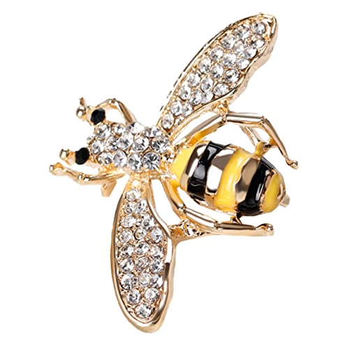 Veemoon Stilvolle Kragenbrosche Für Frauen Goldene Bienenbrosche Anzug-corsagen-accessoire Kleidungsabzeichen Mit Strass Partyzubehör Für Bühnenauftritte Und Kostümpartys von Veemoon