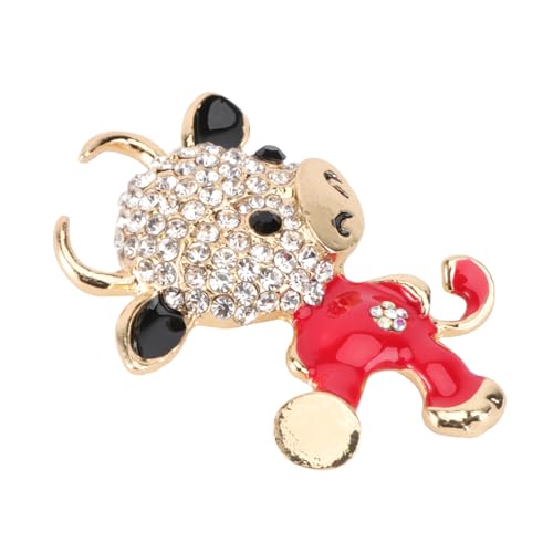 Veemoon 1stück Adorable Cartoon Cattle Brooch Mit Funkelnden Strasssteinen Perfektes Accessoire Für Neujahrsfest Und Frühling Für Partys Und Tägliches Tragen von Veemoon
