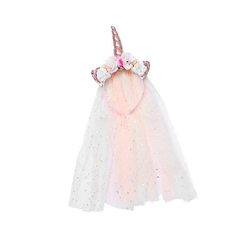 Veemoon 1 Stück Einhorn Haarreifen mit Schleier Fantasie Haarschmuck für Mädchen für Geburtstagsfeiern Karneval und Cosplay Events Süß und Elegant von Veemoon
