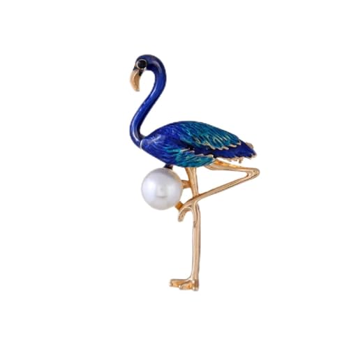 Veemoon 1 Stück Flamingo-brosche Perle Brustnadel Emaille Brustnadel Emaille Brosche Legierte Brustnadel Perlenbrosche Flamingo -stillstand Tier Brosche Schicke Brustnadel Blau Legierung von Veemoon