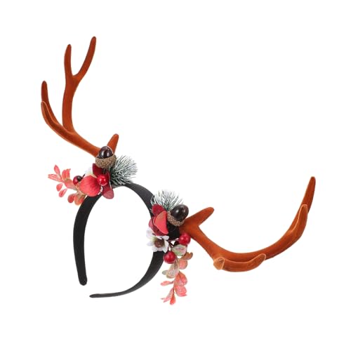 Veemoon 1 Stück Großer Antler Haarschmuck mit Beeren Flocking Headband für Weihnachten Damen Haaraccessoire für Kostümpartys und Festliche Dekoration von Veemoon