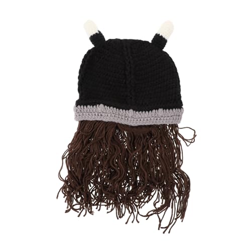 Veemoon 1 Stück Kurzhaar Wikingerhut mit Kostüm Kopfschmuck für Halloween Cosplay Warmer Winterhut Requisite für Partys Veranstaltungen von Veemoon