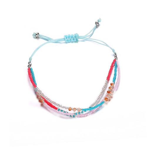 Veemoon 1stücke Gestricktes Perlenarmband Quastenarmband Im Folk-Stil Für Damen Als Fußkettchen Mehrschichtiges Armband Aus Perlen Und Schnüren in Bunten Farben von Veemoon