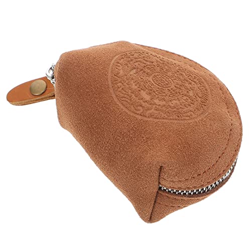 Veemoon 1 Stück Mini -Beutel klein Portemonnaie für Männer Geldbeutel Münzbeutel Münzfall aufbewahrungssack Handtasche Wallet Briefpapierbeutel Beutel mit Buddha-Perlen Leder Chocolate von Veemoon