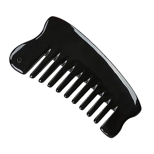 Veemoon 1 Stück Natürlicher Hornkamm Multifunktionaler Massagekamm für Haar und Kopfhautmassage für Damen und Herren Schwarz von Veemoon