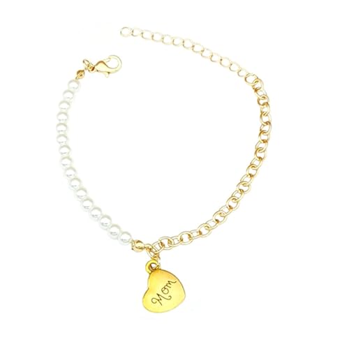 Veemoon 1 Stück Perlenbuchstaben Armband für Muttertag Elegantes mit Herzförmigen Anhängern Frauen Besondere Anlässe Wie Geburtstage Hochzeiten von Veemoon