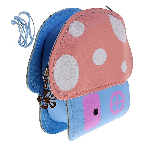 Veemoon 1 Stück Umhängetasche Pilzdesign Lustige Cartoon Geldbörse für Jungen Snacks Münzen Kleine Gegenstände Hochwertiges PU Material Vielseitiger Begleiter von Veemoon
