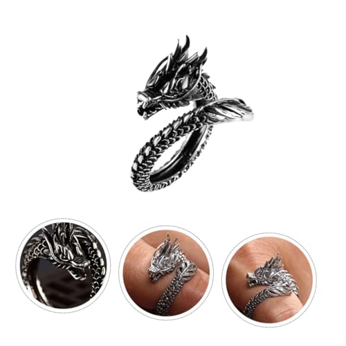 Veemoon Retro Männerring Drachen Geformt Öffnung Metallhandschmuck Ethnischen Stil Handdekoration Schmuck Für von Veemoon