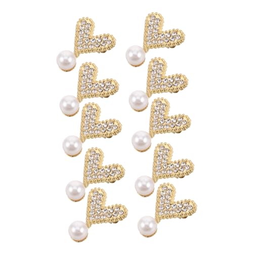 Veemoon 10 Stück Herz Anstecknadeln Broschennadeln Mit Kunstperlen – Schal Clips Schal Revers Statement Schmuck Für Damen Und Mädchen Kleidung Kleider Hosen Röcke von Veemoon