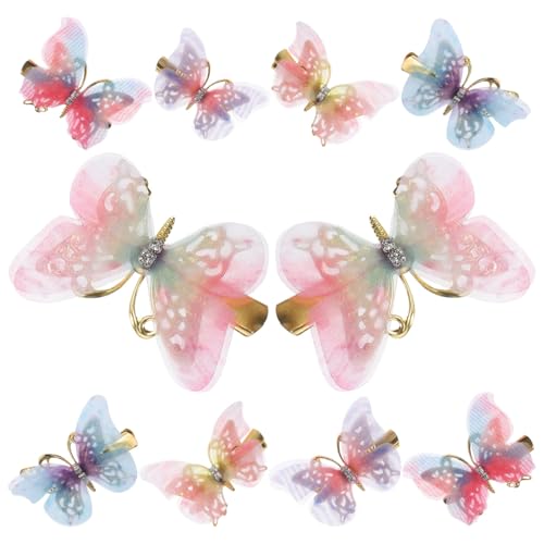 Veemoon 10 Stück Schmetterling Haarklammern für Mädchen Bunte Haarspangen Haarstyling Werkzeuge für Partys und Besondere Anlässe von Veemoon