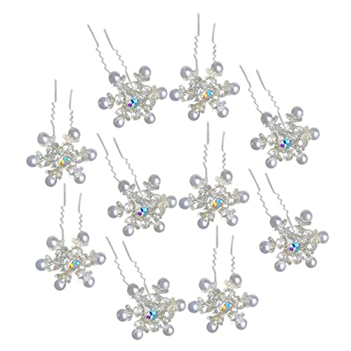Veemoon 10 Stück Teiliges Bridal Haarnadeln mit Funkelnden Strass Snowflakes U Förmige Haarnadeln aus Legierung Elegante Brautschmuck für Hochzeit Party Festliche Anlässe von Veemoon
