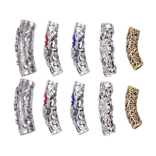 Veemoon 10 Stück Teiliges Dreadlock Haarperlen aus Legiertem Filigrane Röhrenperlen für Haarflechten und Haarschmuck Rostfrei Geeignet für Dreadlocks Zöpfe Lange und Kurze Haare Party und von Veemoon