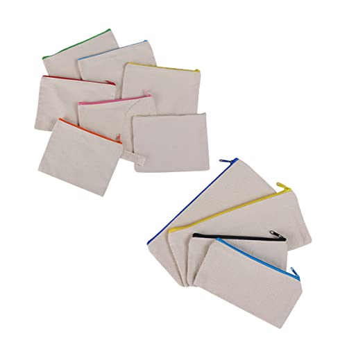 Veemoon 10 Stück Teiliges Große Kapazität Baumwoll Canvas Zipptaschen Multifunktional Stiftemäppchen Kosmetiktasche Leicht und Robust für Schule Reisen Zuhause Farbe Zufällige Farbe von Veemoon