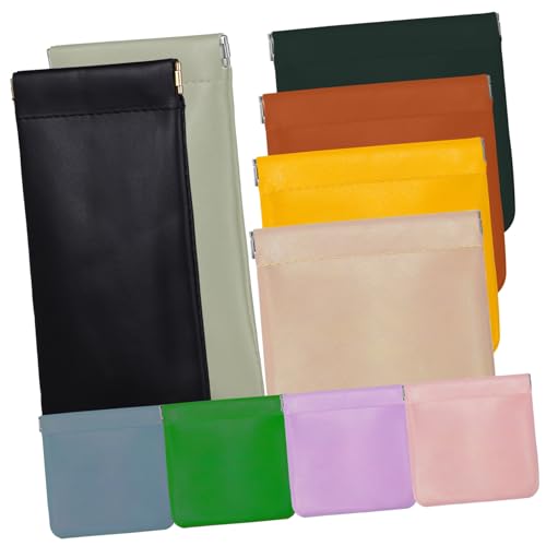 Veemoon 10 Stück Teiliges Kleine Kosmetiktaschen aus PU Langlebig Selbstschließend Makeup Organizer Taschen für Damen Vielseitige Schminktaschen für Reise und Alltag Modischen Farben von Veemoon