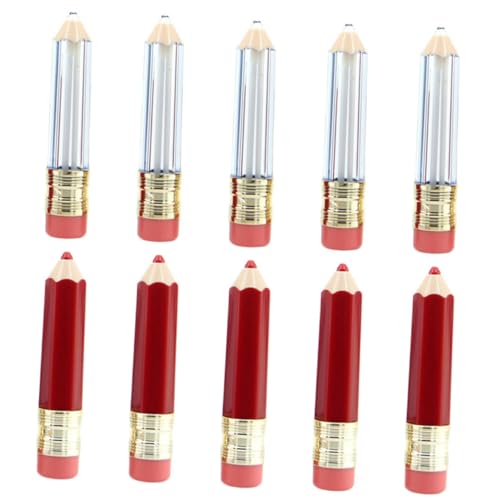 Veemoon 10 Stück Teiliges Leere Lippenbalsam tuben in Stiftform Leichte Tragbare Lipgloss behälter Transparent und Rot zum Nachfüllen DIY Lippenpflege Zubehör für Damen und Reisen von Veemoon
